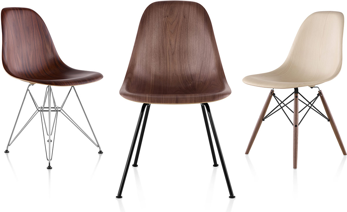 eames® molded wood side chair with 4 leg base