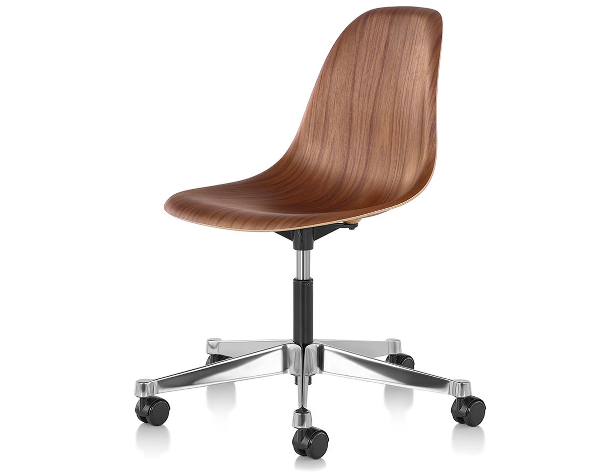 eames&reg; molded wood side chair with task base