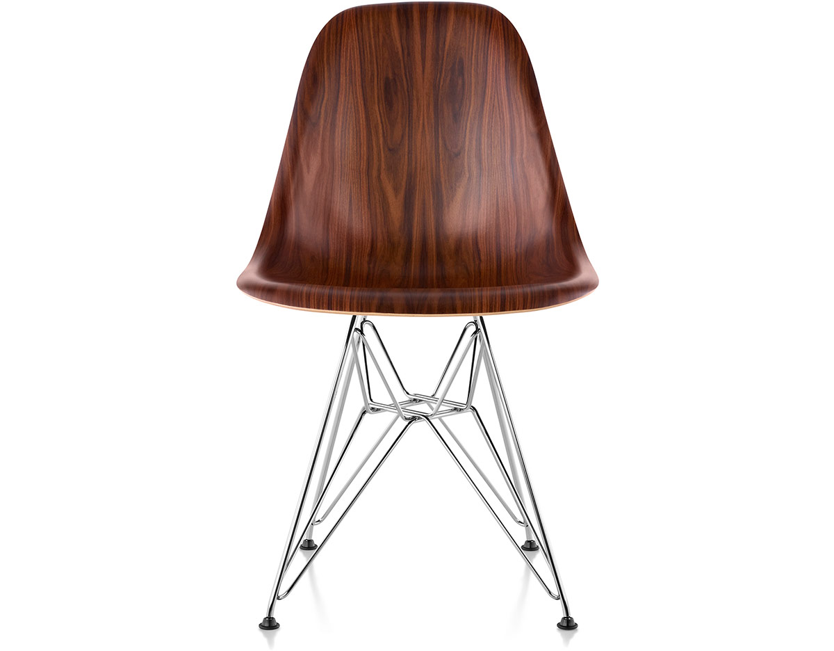 eames&reg; molded wood side chair with wire base