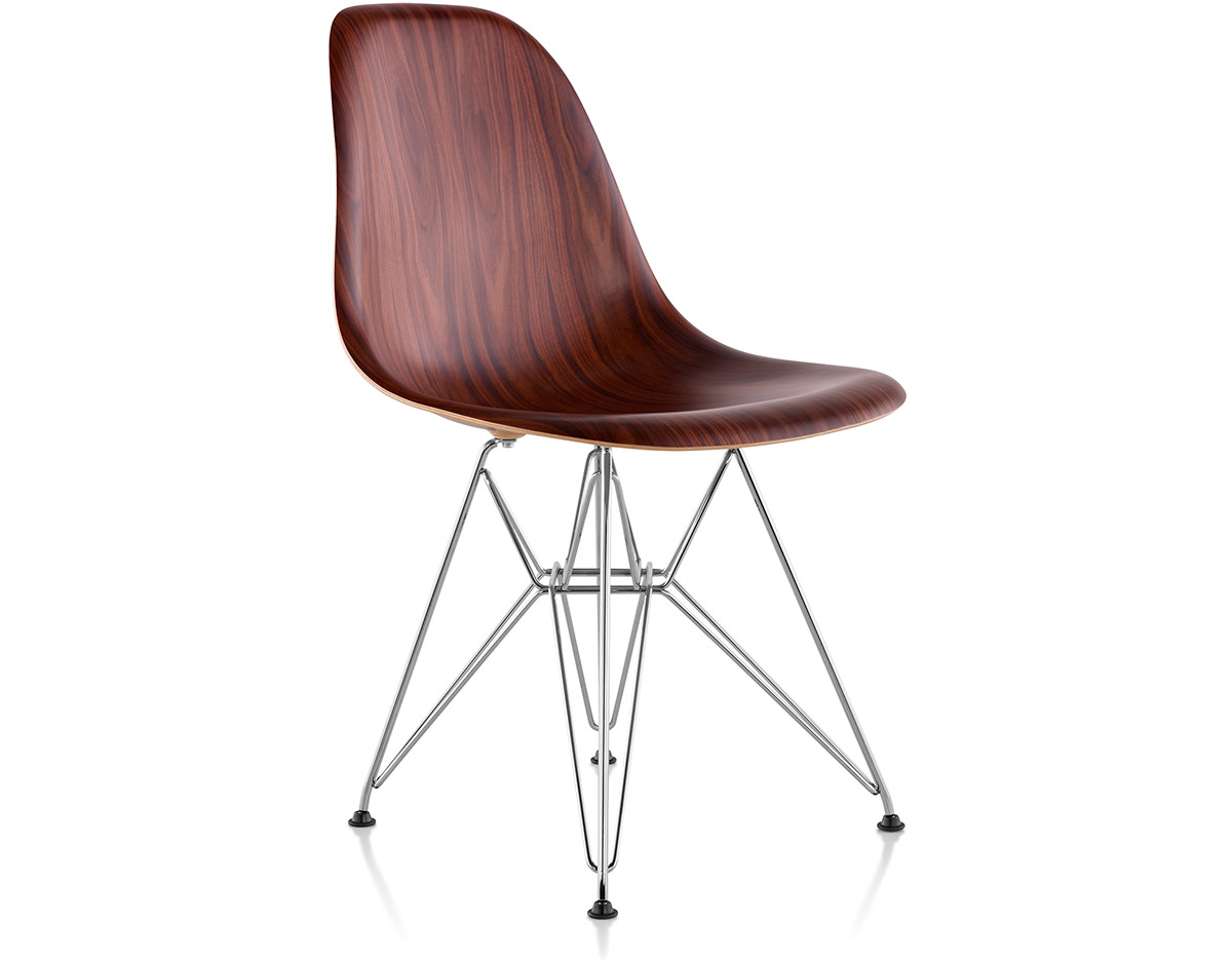 eames&reg; molded wood side chair with wire base