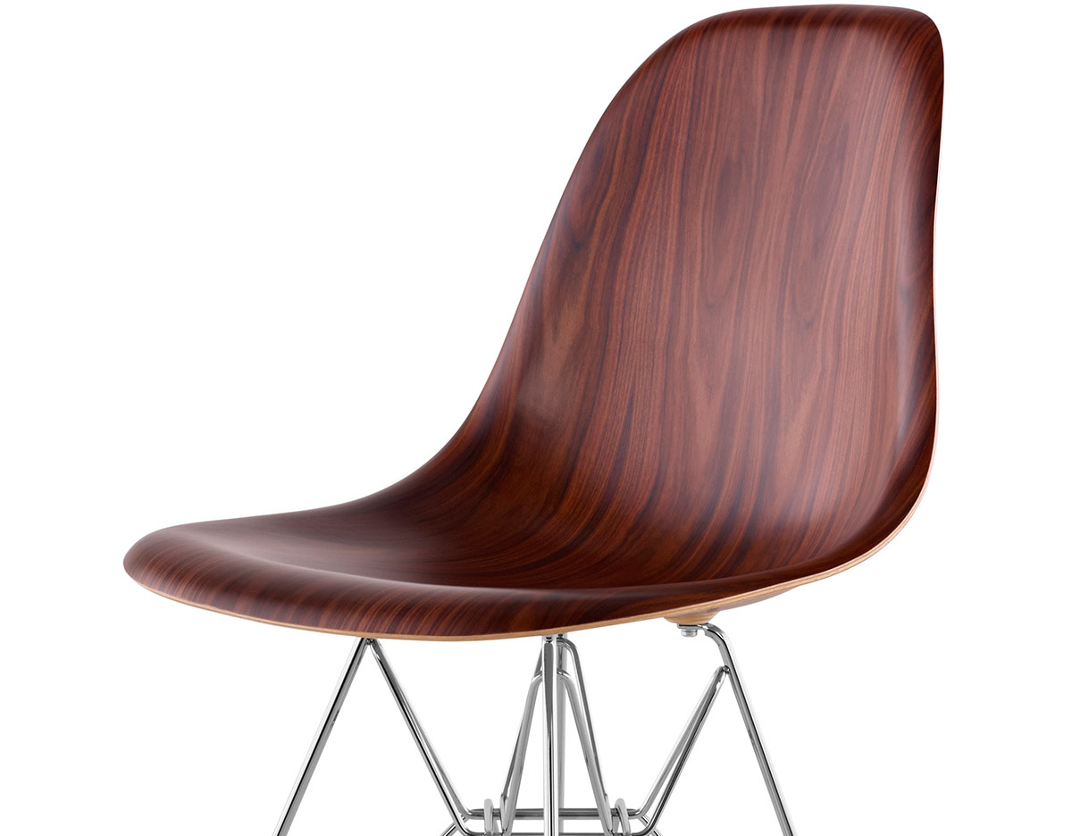 eames&reg; molded wood side chair with wire base