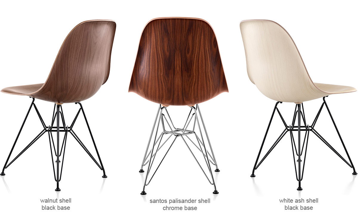 eames&reg; molded wood side chair with wire base