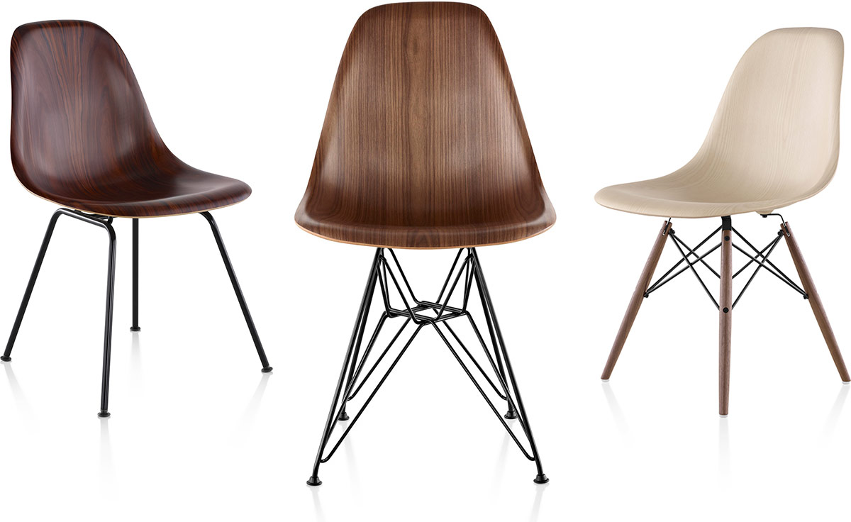 eames&reg; molded wood side chair with wire base