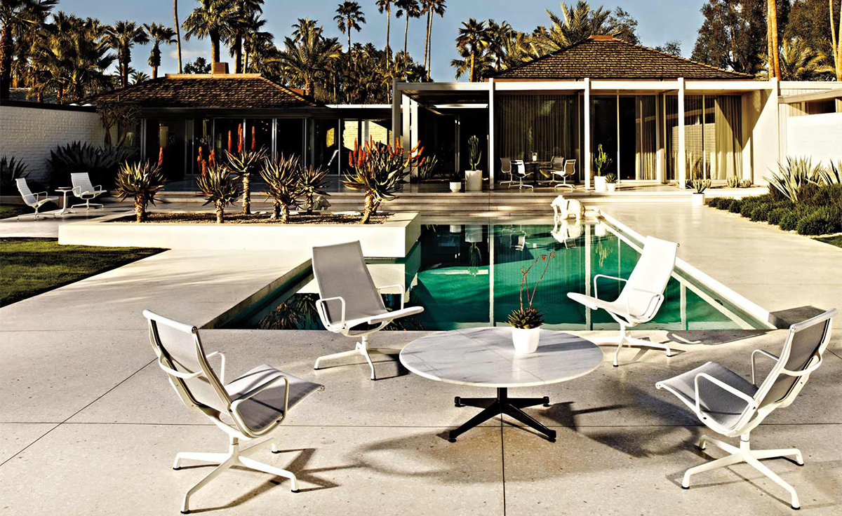 eames round contract base outdoor table