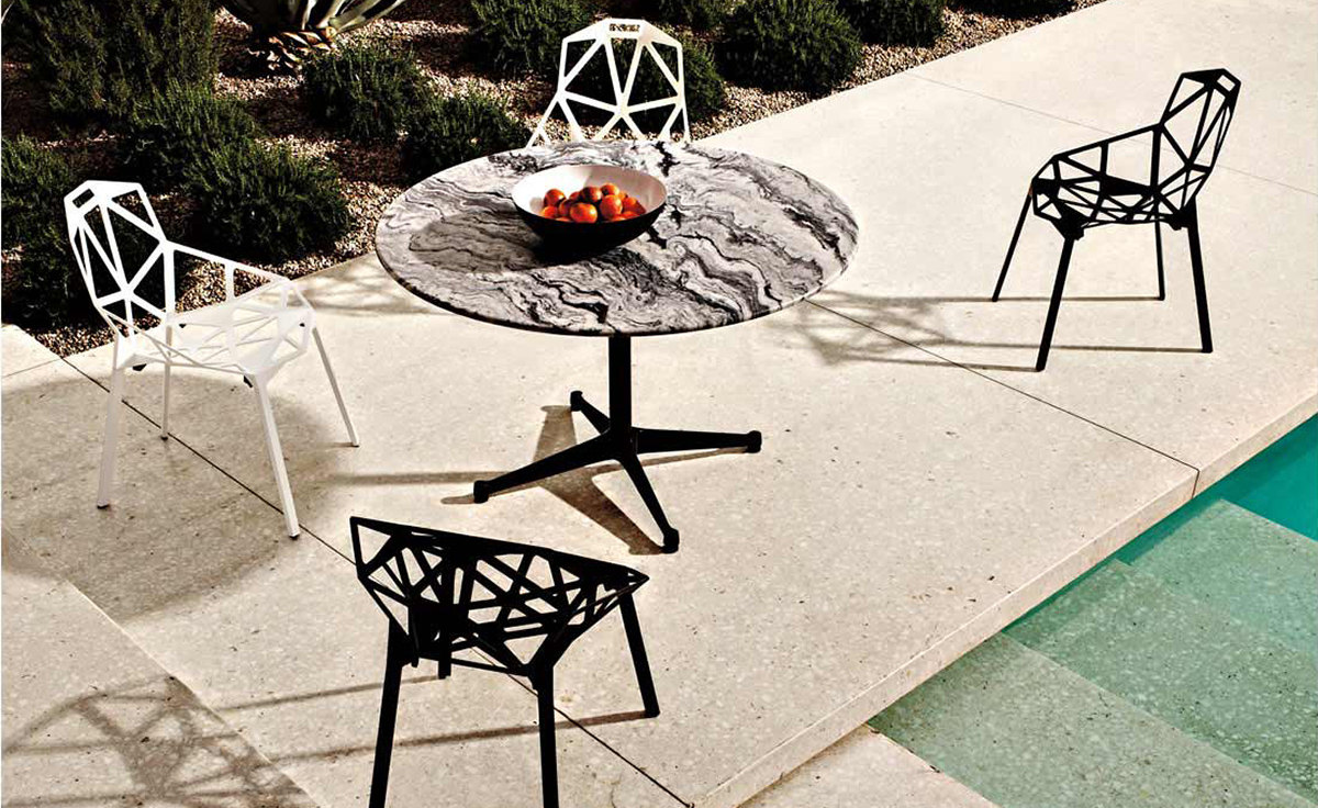 eames round contract base outdoor table