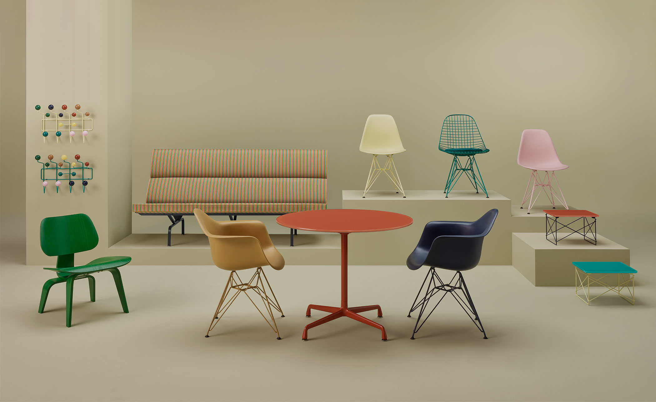 eames round dining table, herman miller x hay