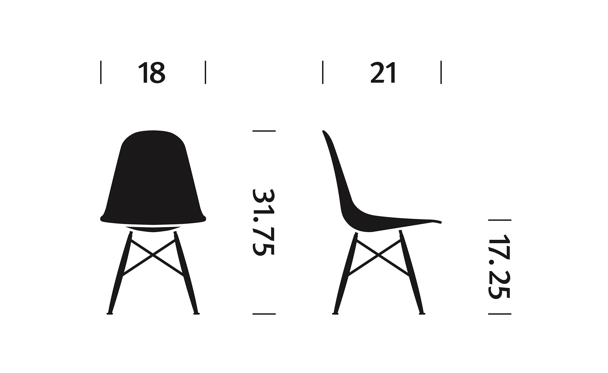 eames&reg; dowel base side chair with seat pad