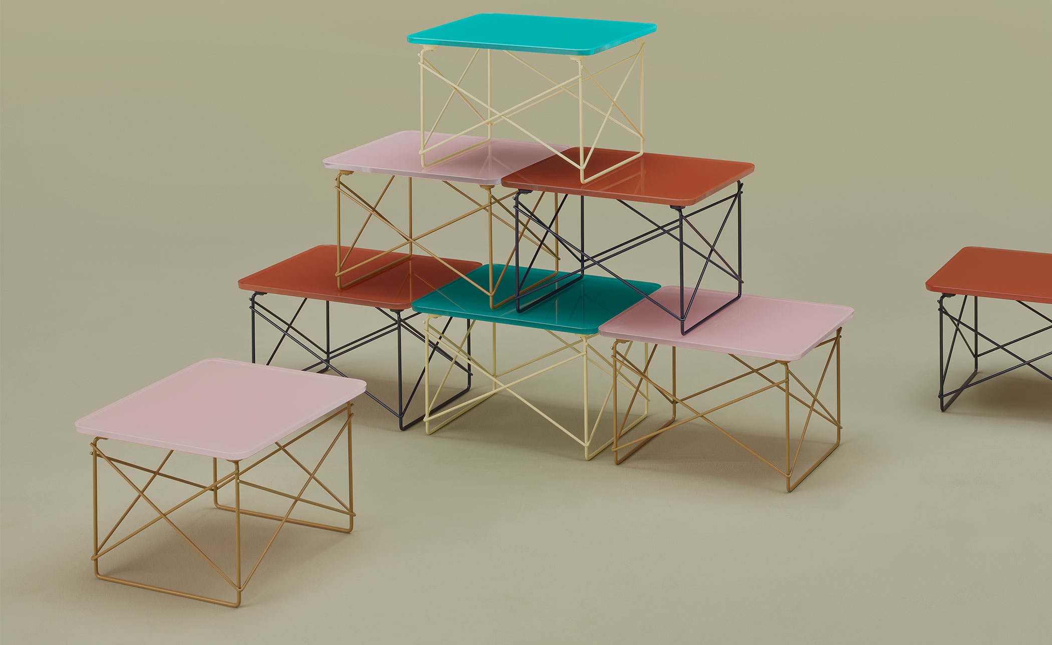 eames wire base low table, herman miller x hay
