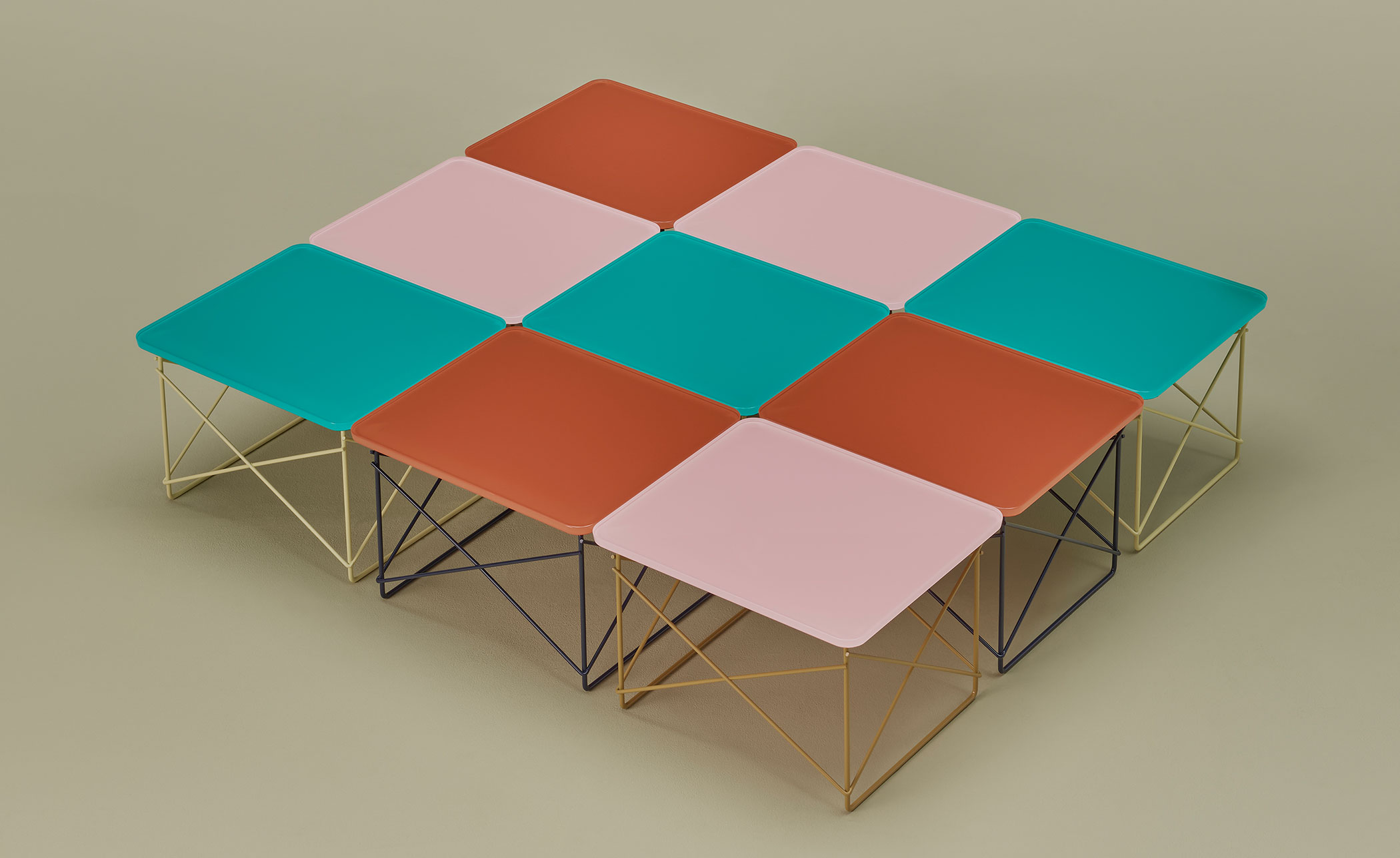 eames wire base low table, herman miller x hay