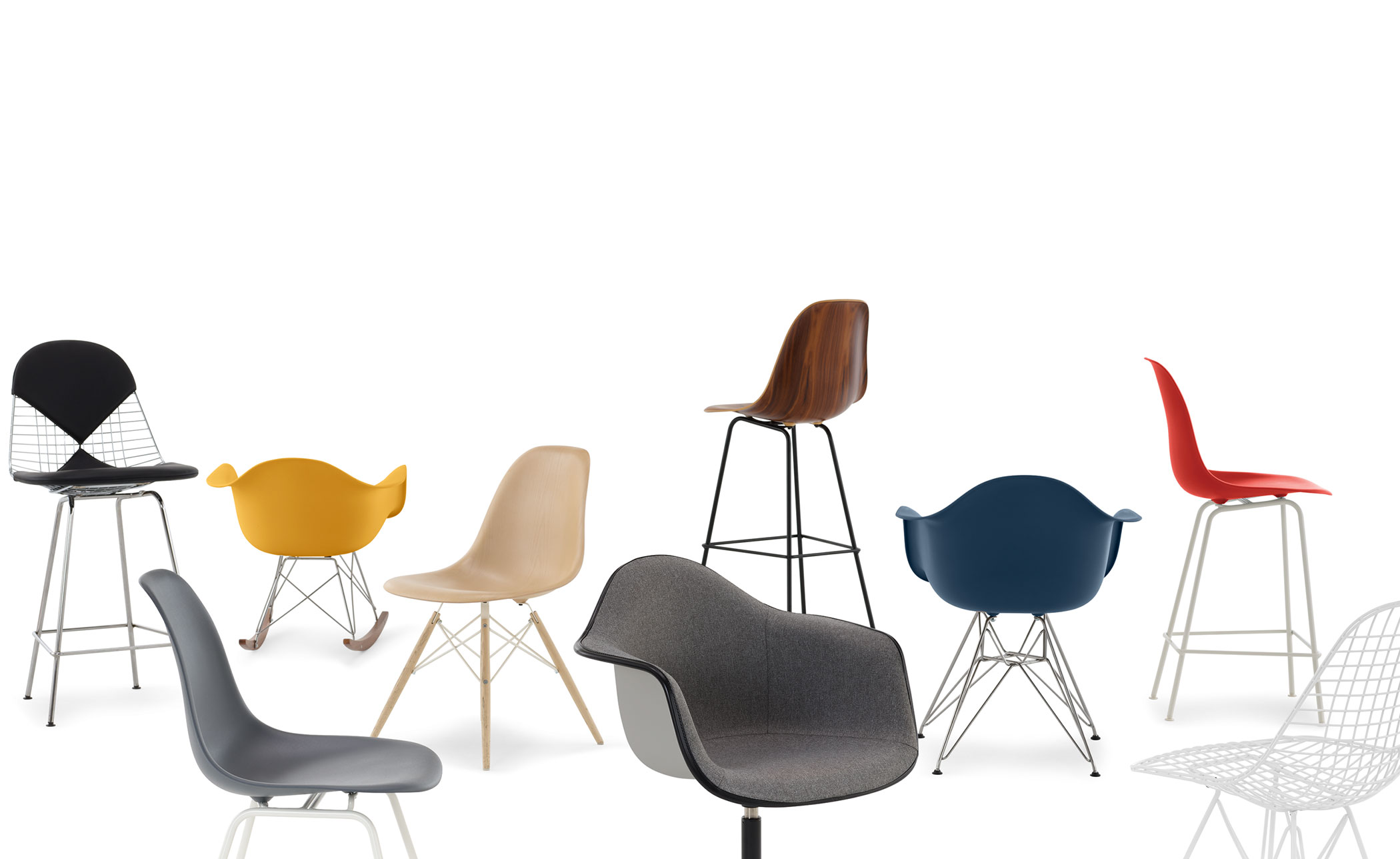 eames&reg; wire base side chair with seat pad