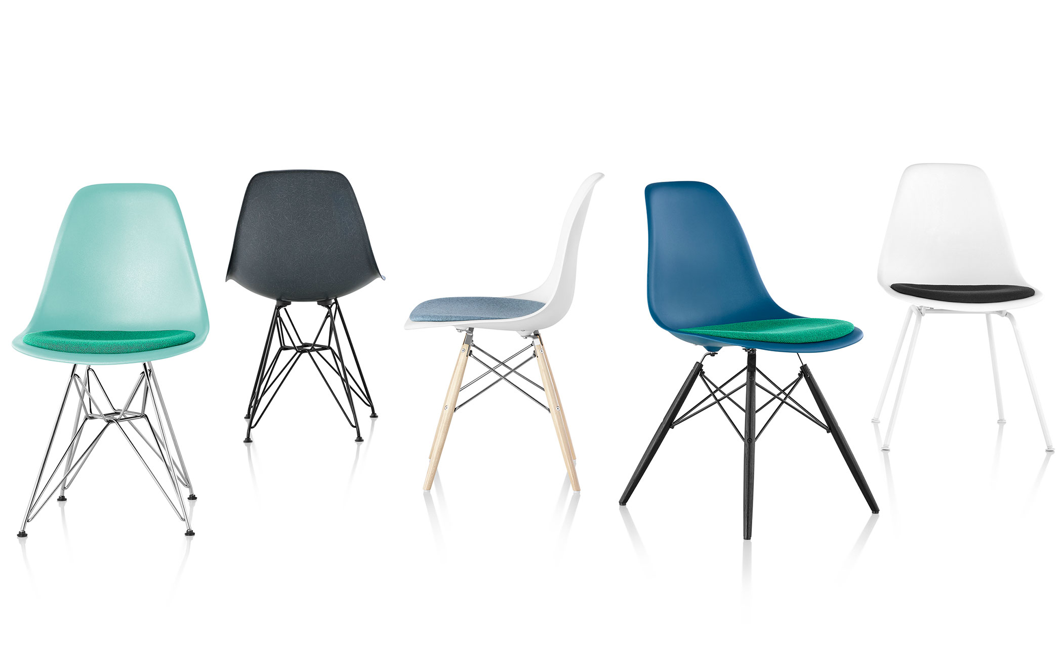 eames&reg; wire base side chair with seat pad