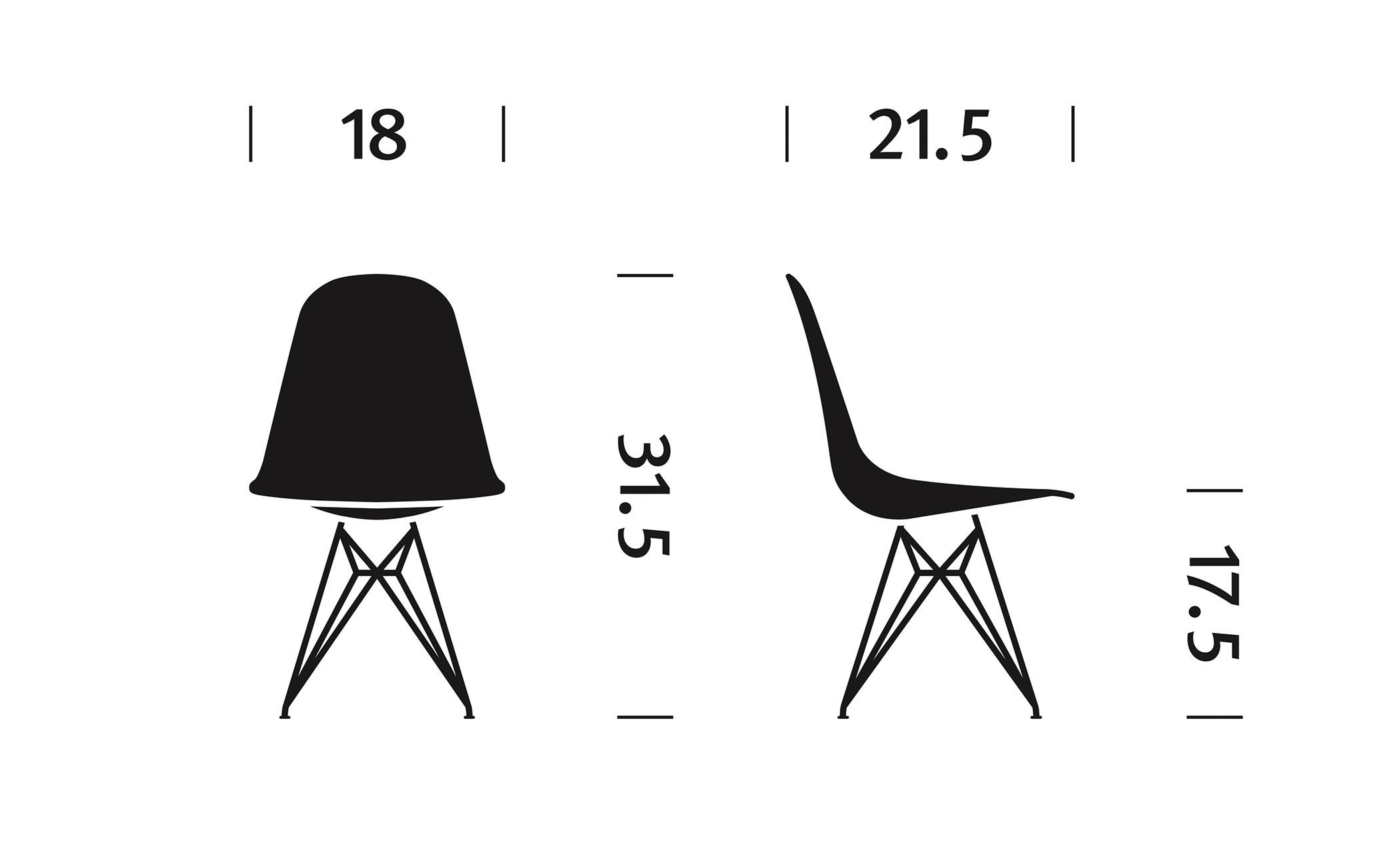 eames® wire base wood side chair with seat pad