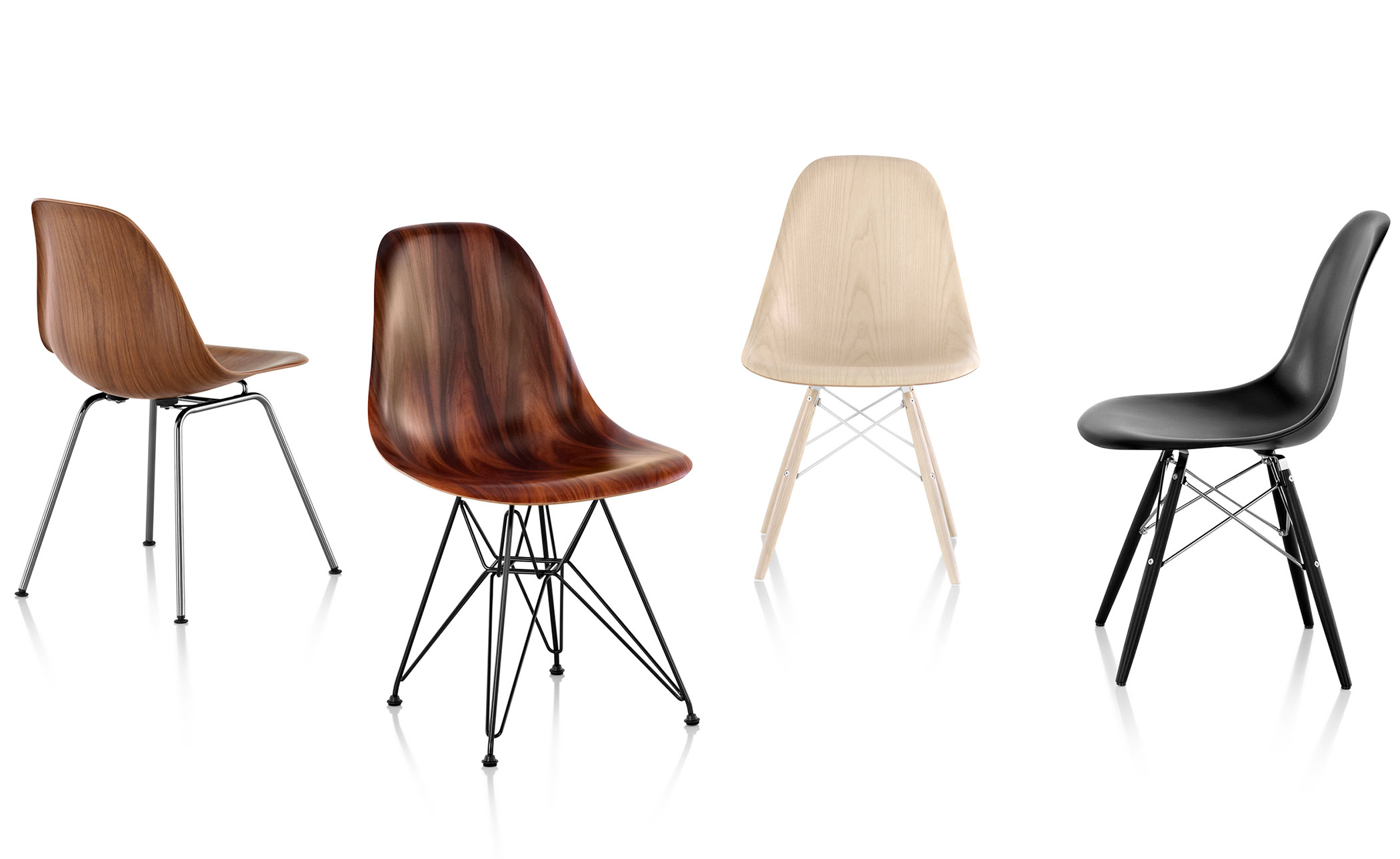 eames® wire base wood side chair with seat pad