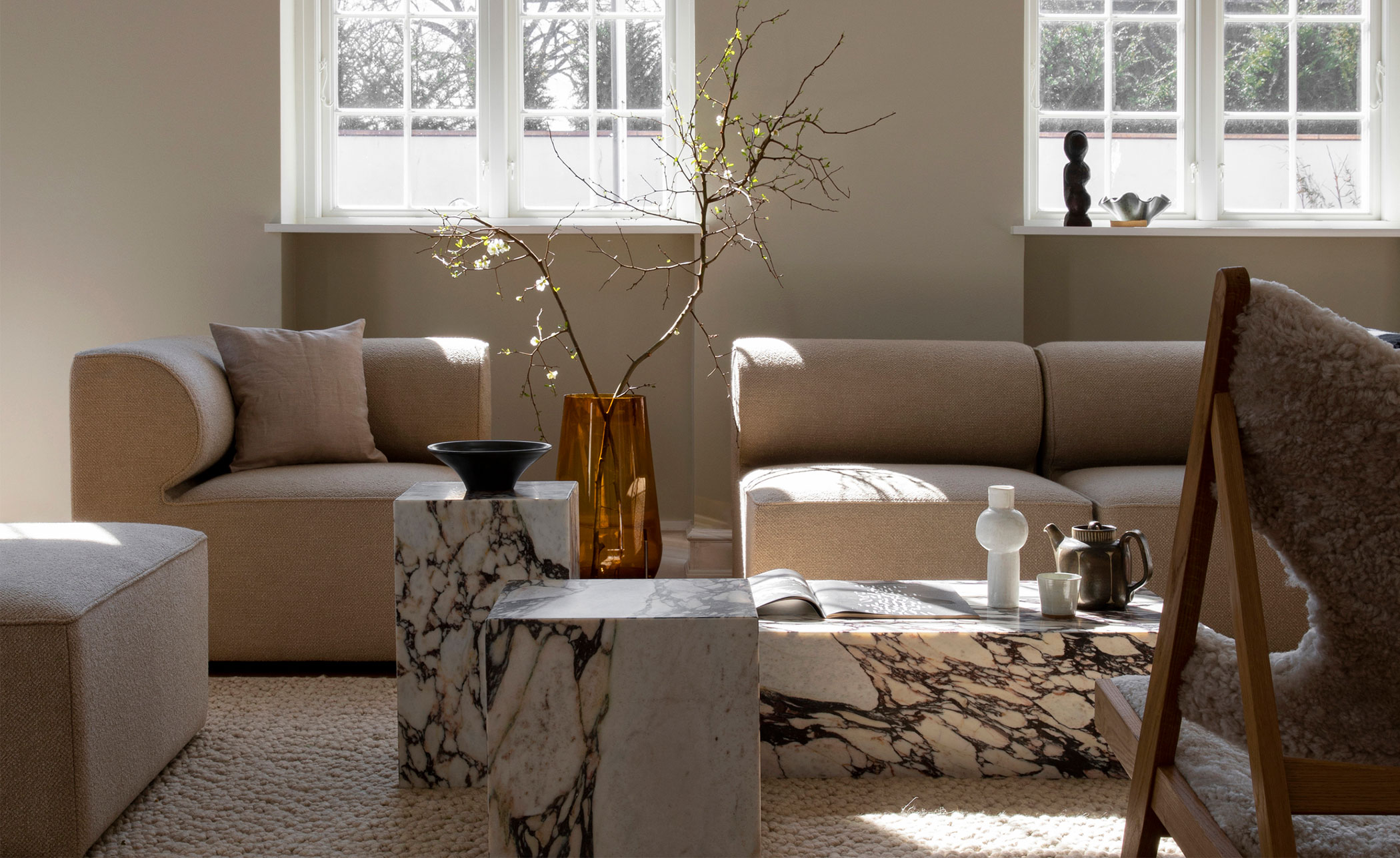 Eave Open Ended Sofa with Chaise 34" depth