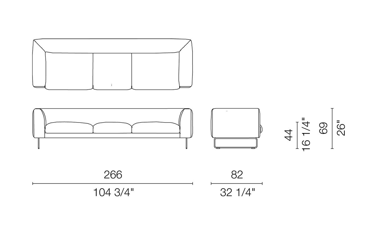 elan 104 inch three seat sofa
