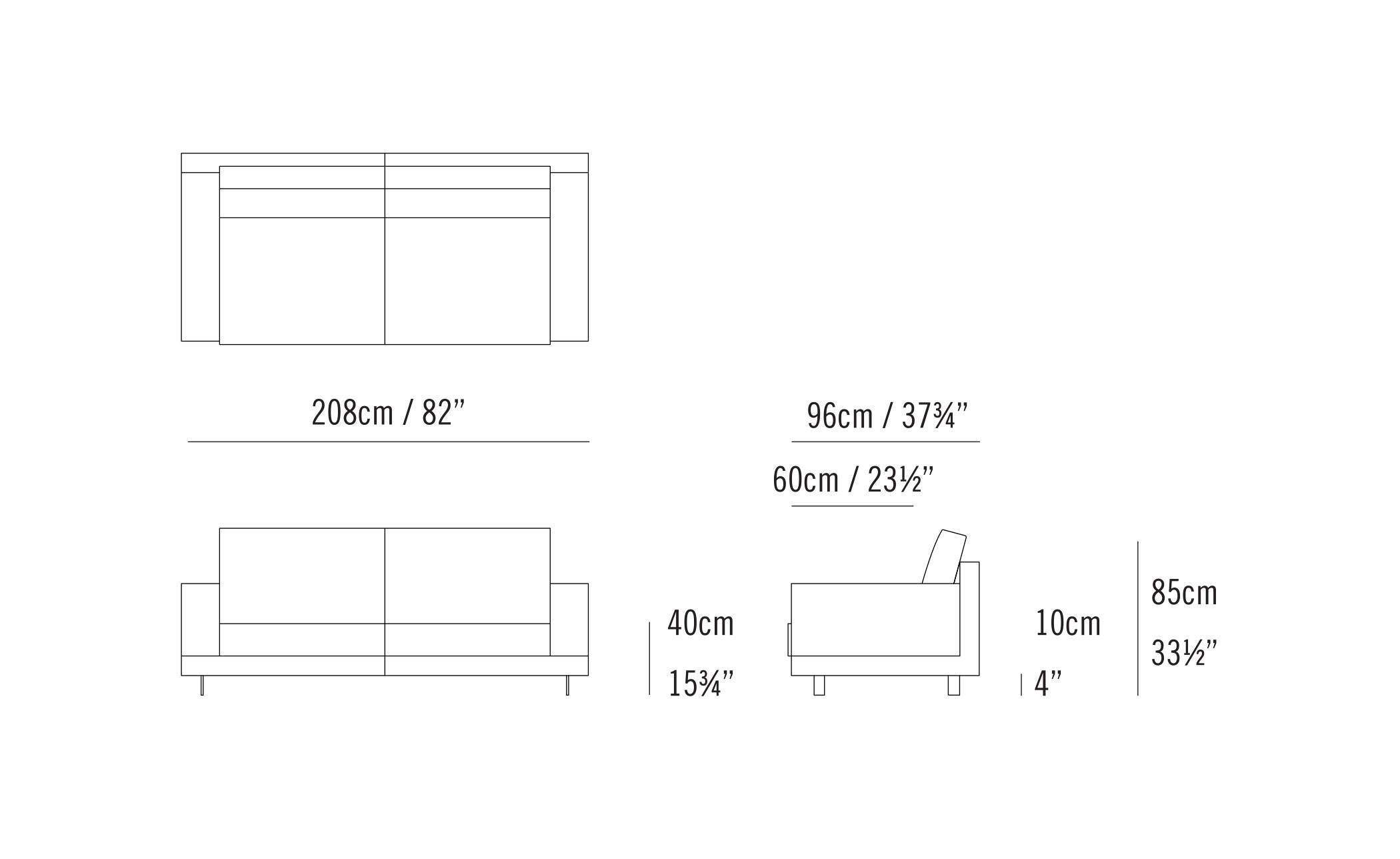 elle 2 seat sofa