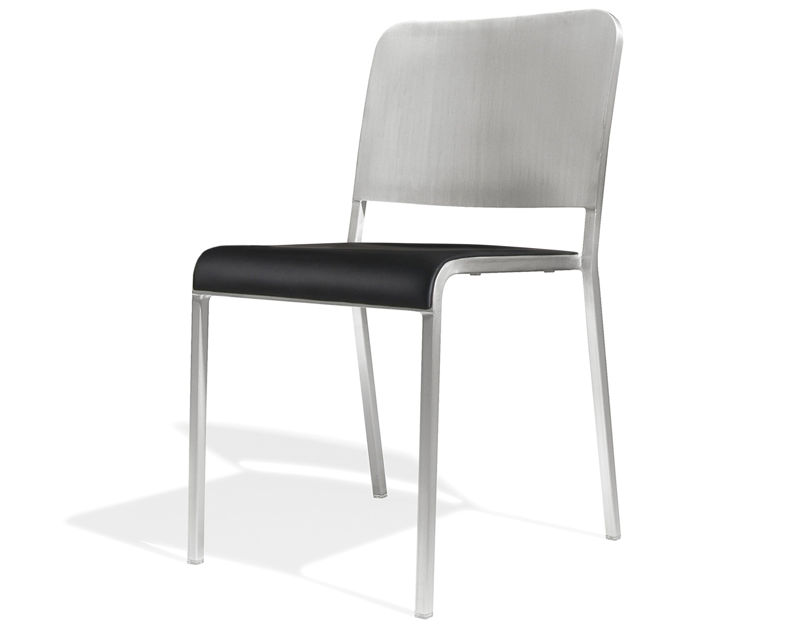 emeco 20-06 stacking chair with upholstered seat