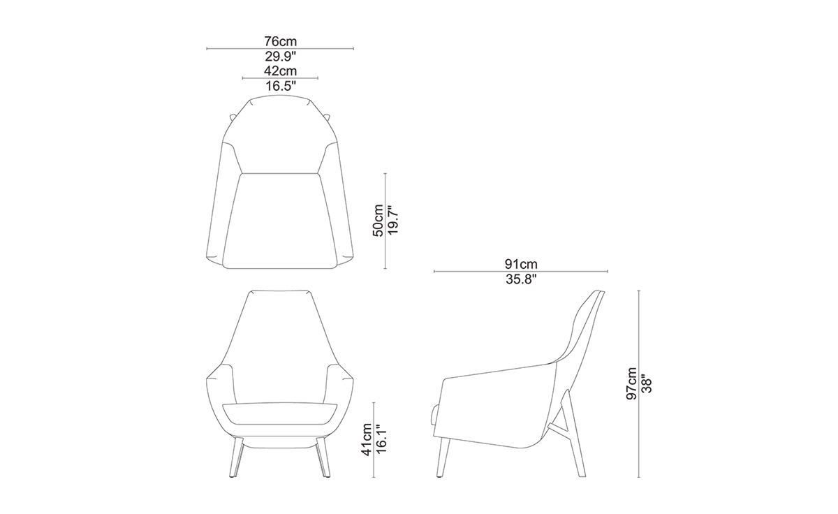 enzo lounge chair with wood base