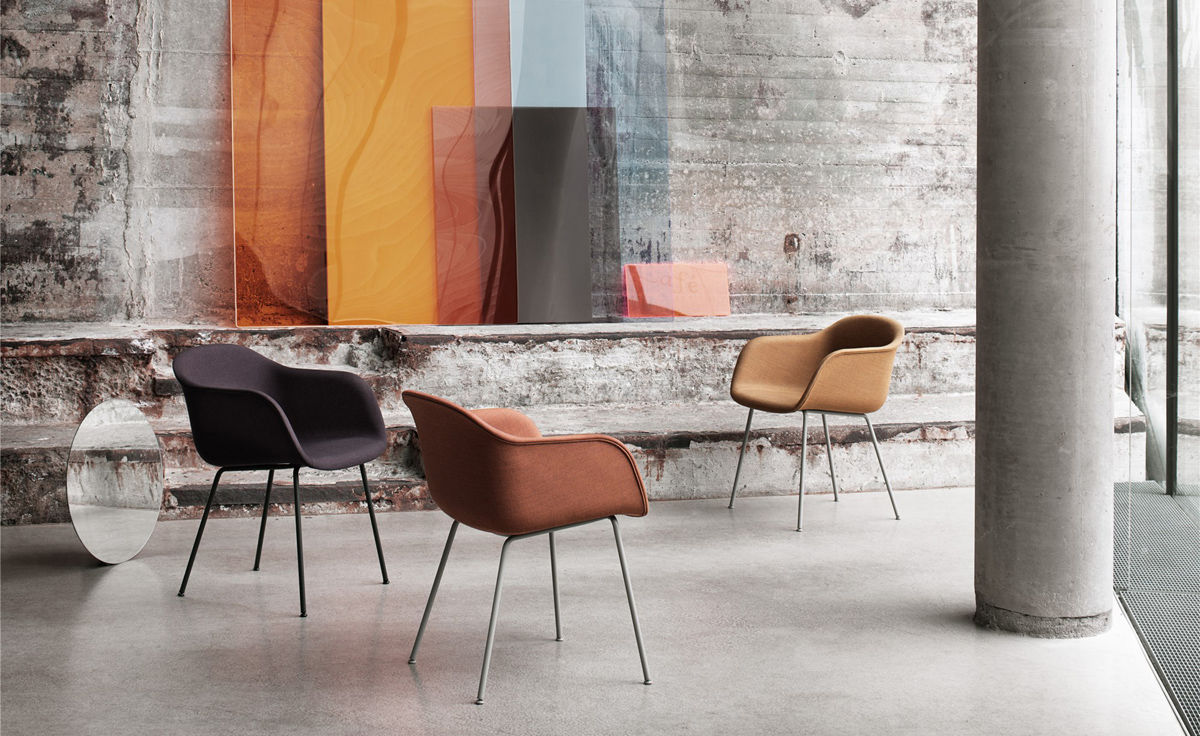 fiber armchair with tube base