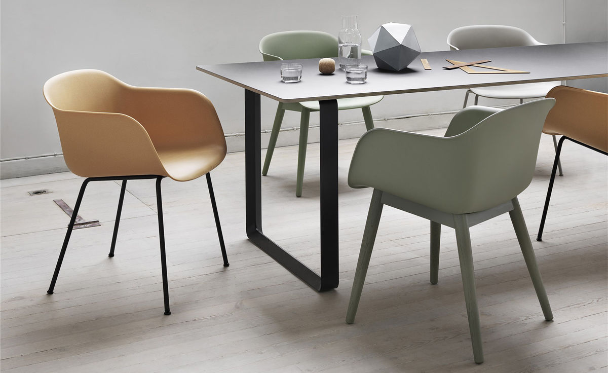 fiber armchair with wood base