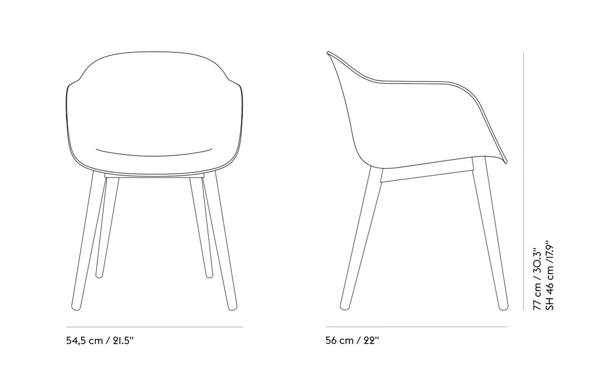 fiber armchair with wood base