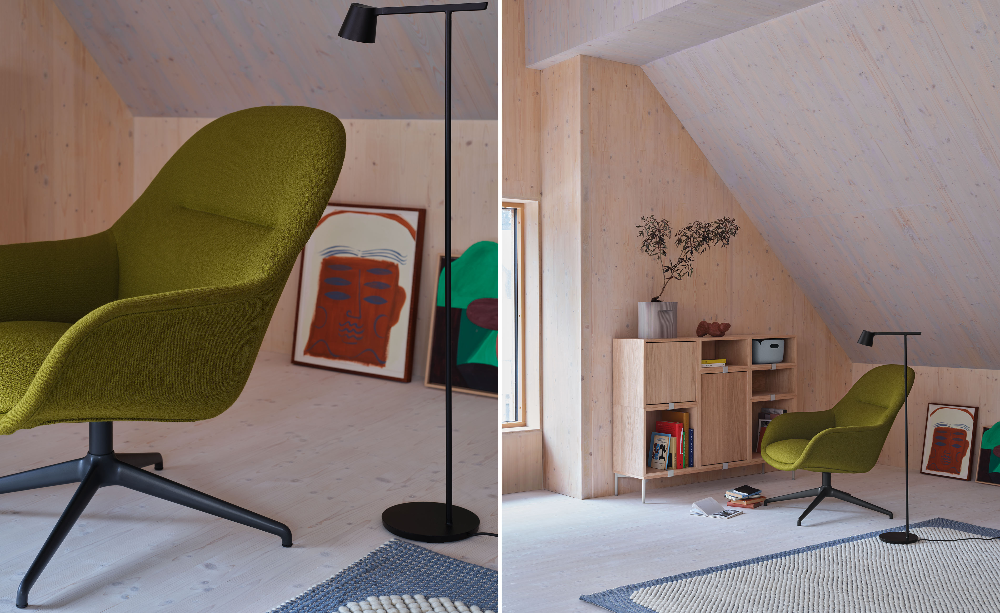Fiber Lounge Armchair with Swivel Base