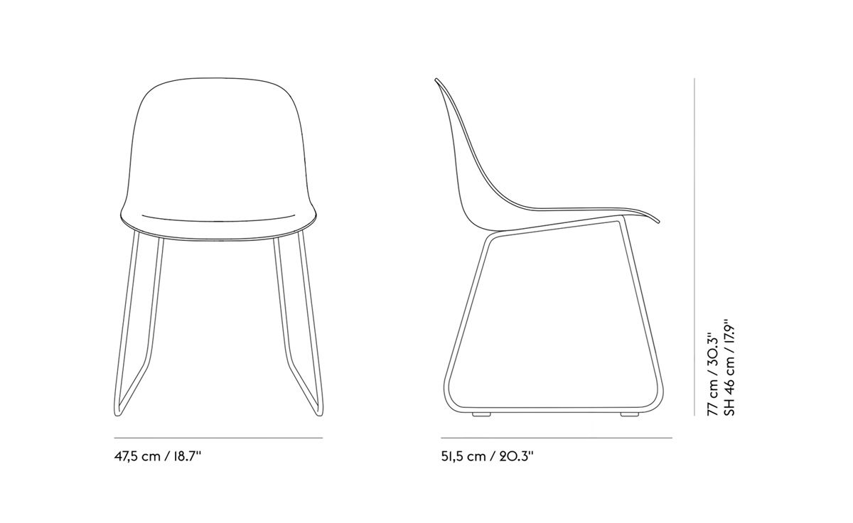 fiber side chair with sled base