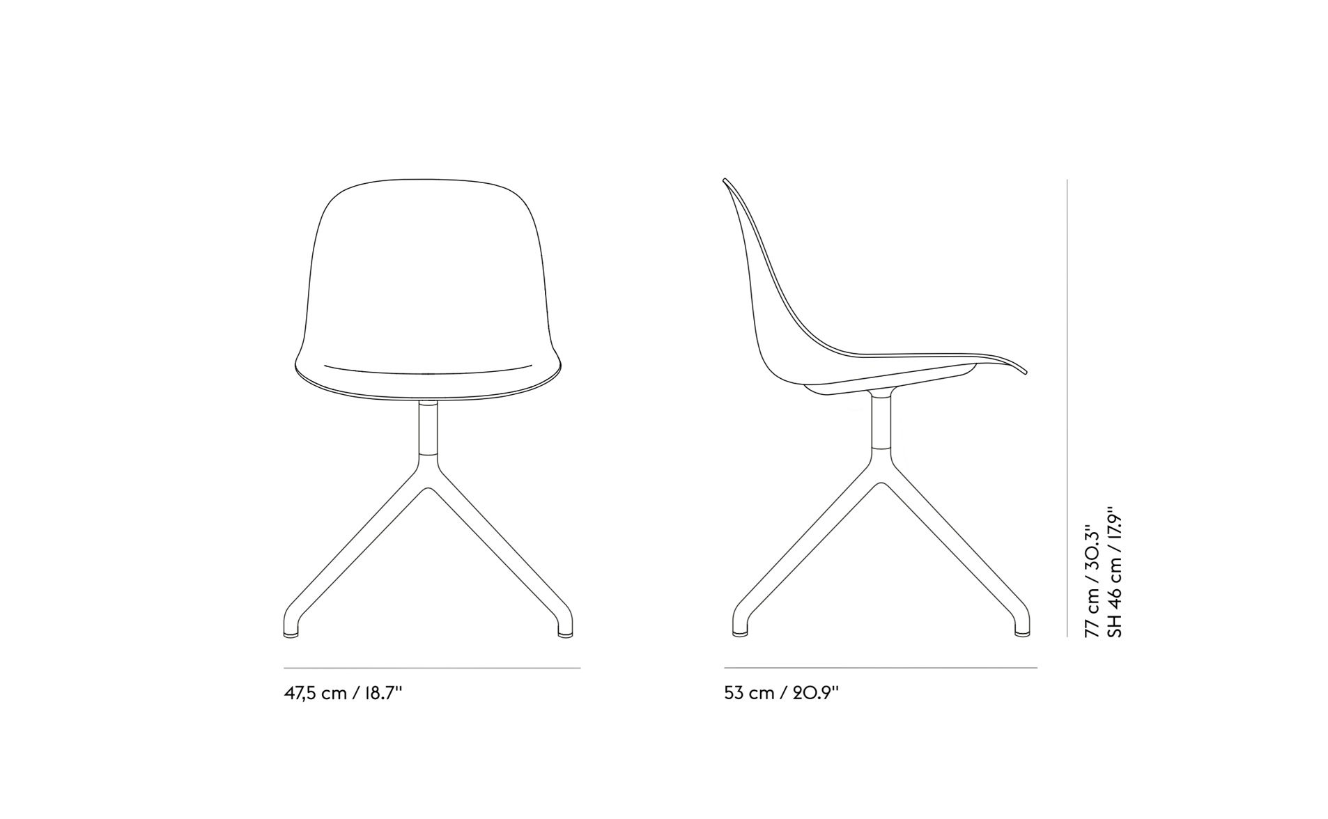fiber side chair with swivel base