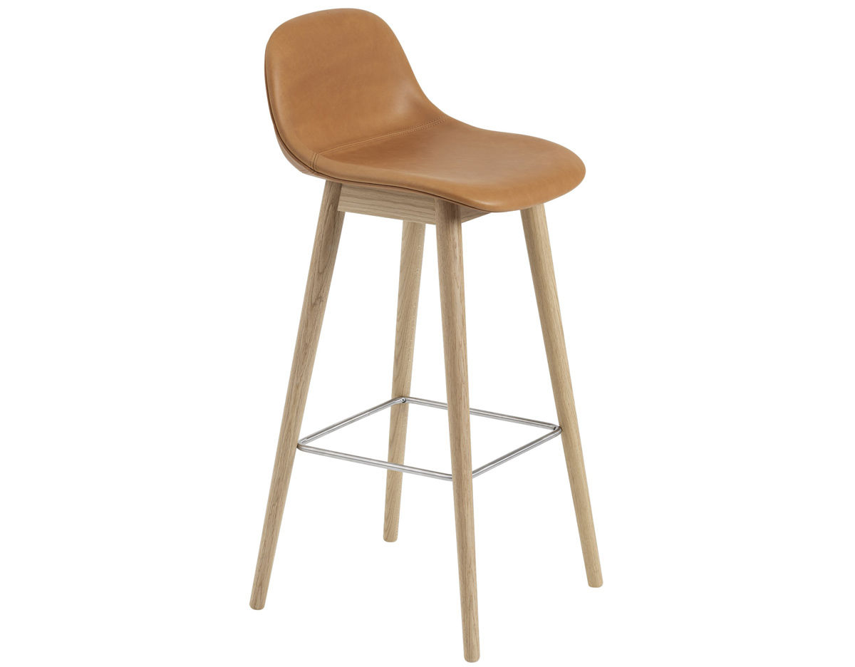 fiber stool with backrest and wood base