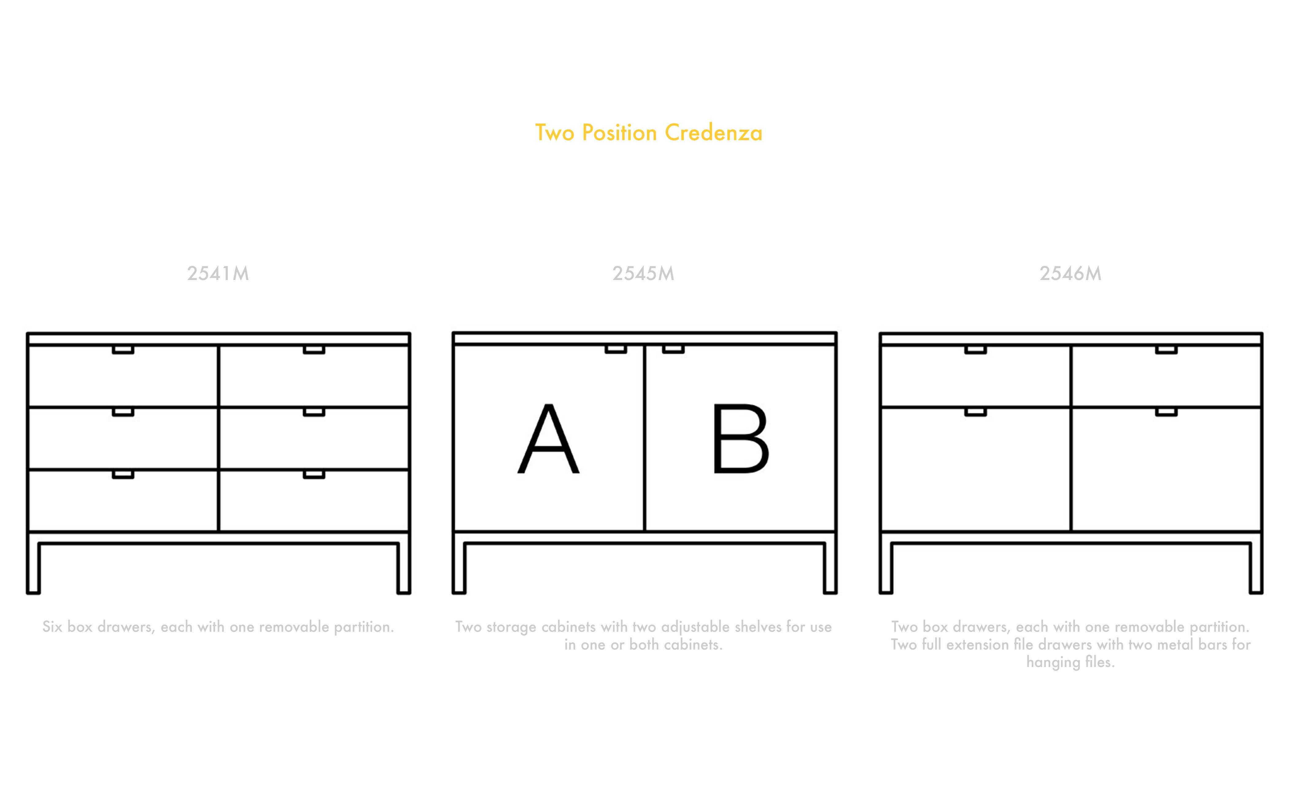 florence knoll 2 position credenza