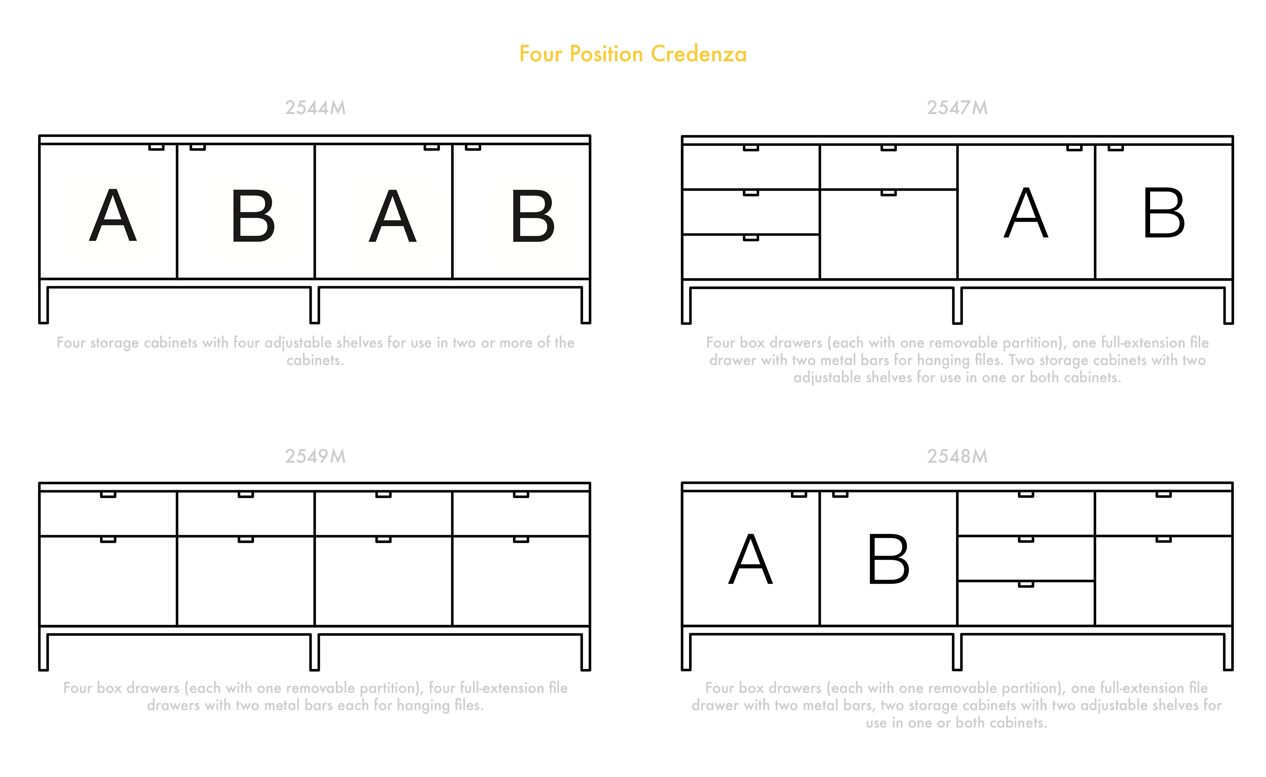 florence knoll 4 position credenza