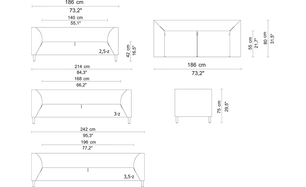 fox 2.5 seat sofa