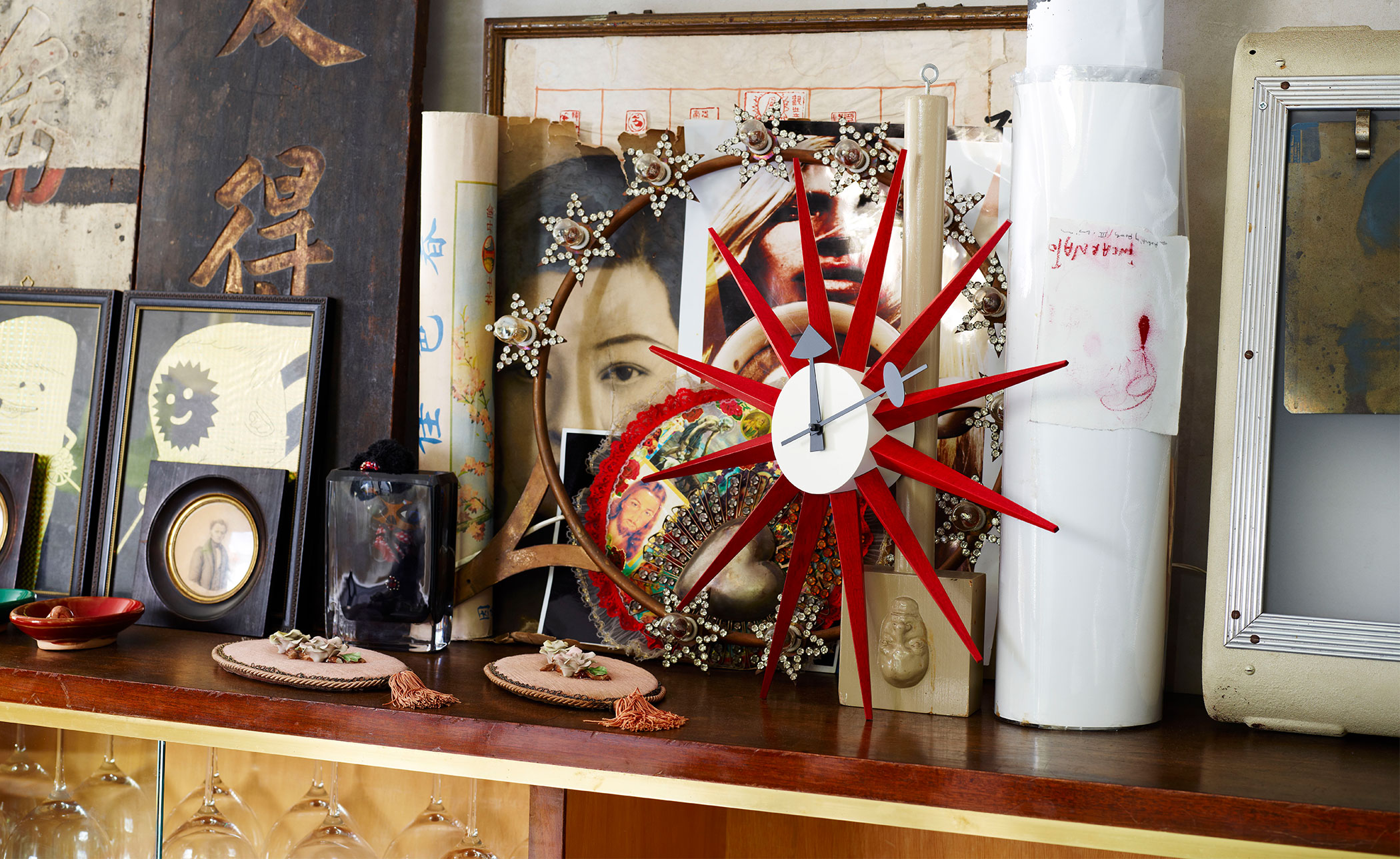 george nelson sunburst clock black/brass