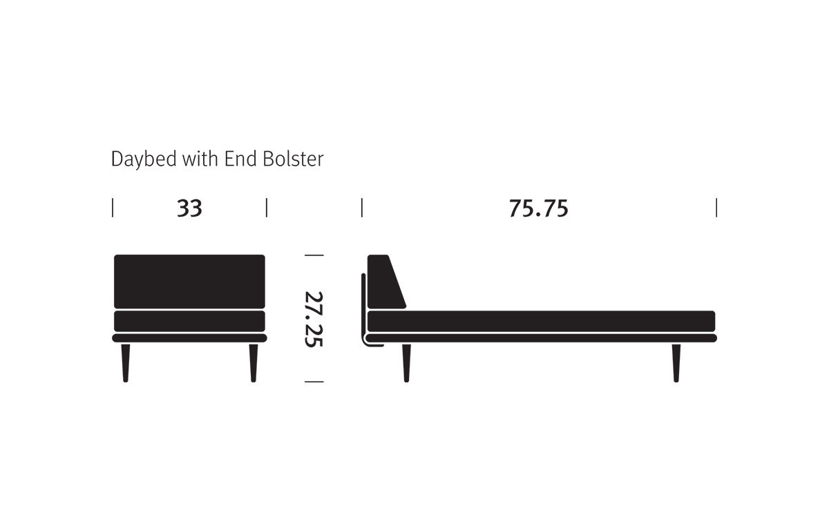 nelson daybed with end bolster & wood taper legs