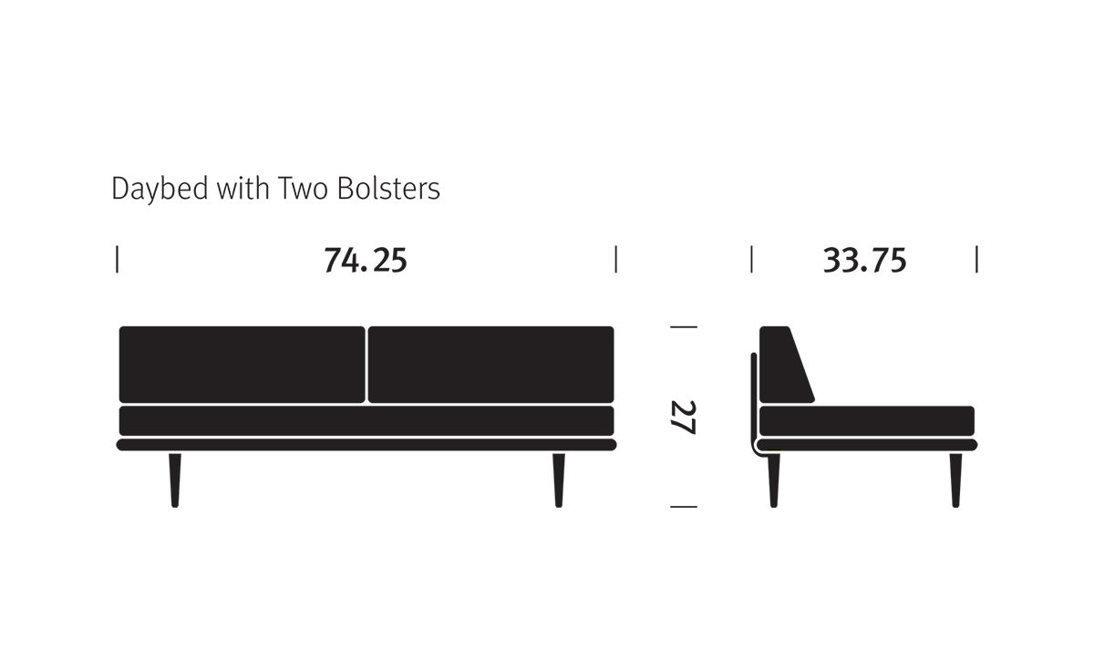nelson™ daybed with two bolsters & wood taper legs
