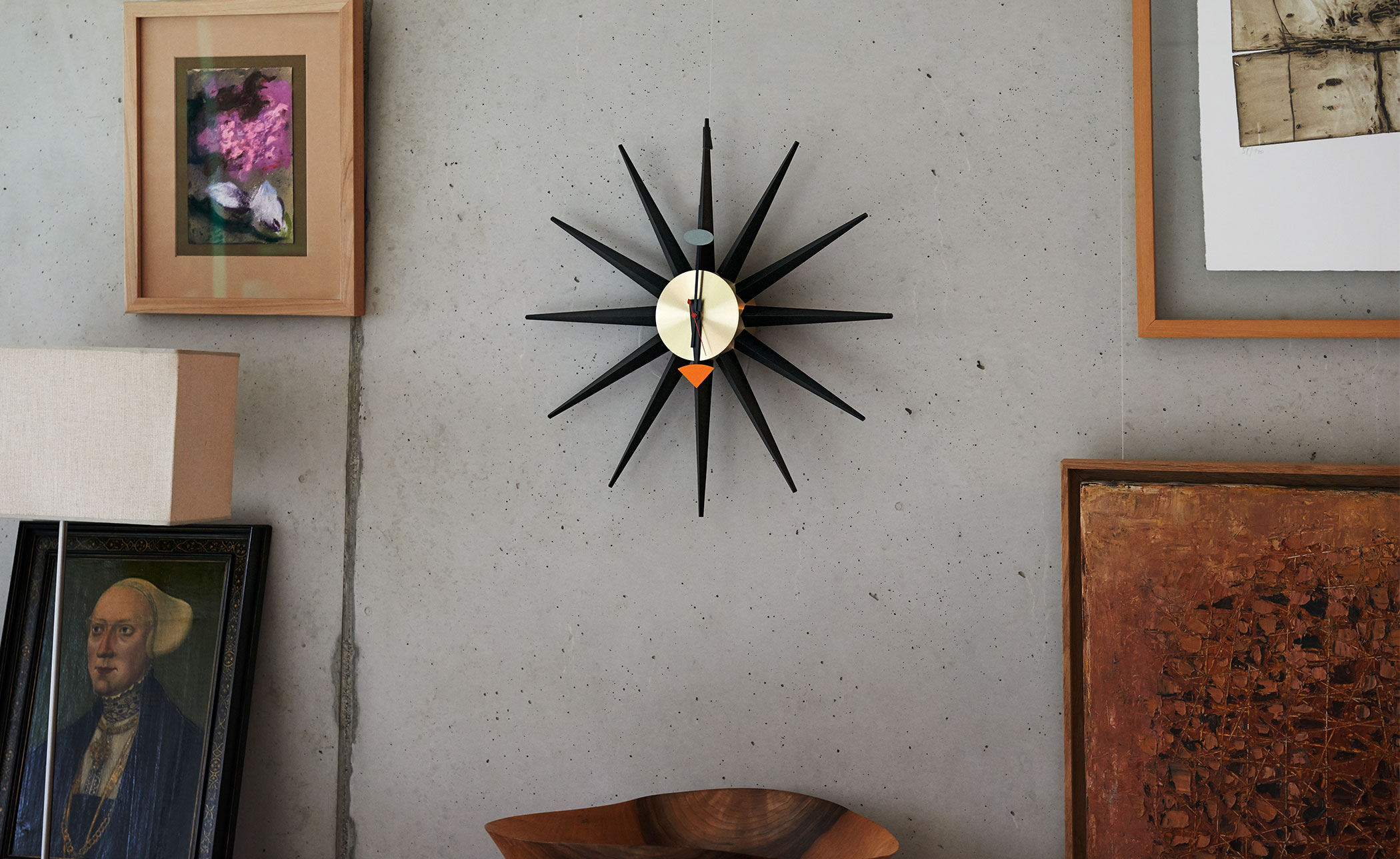 george nelson sunburst clock red