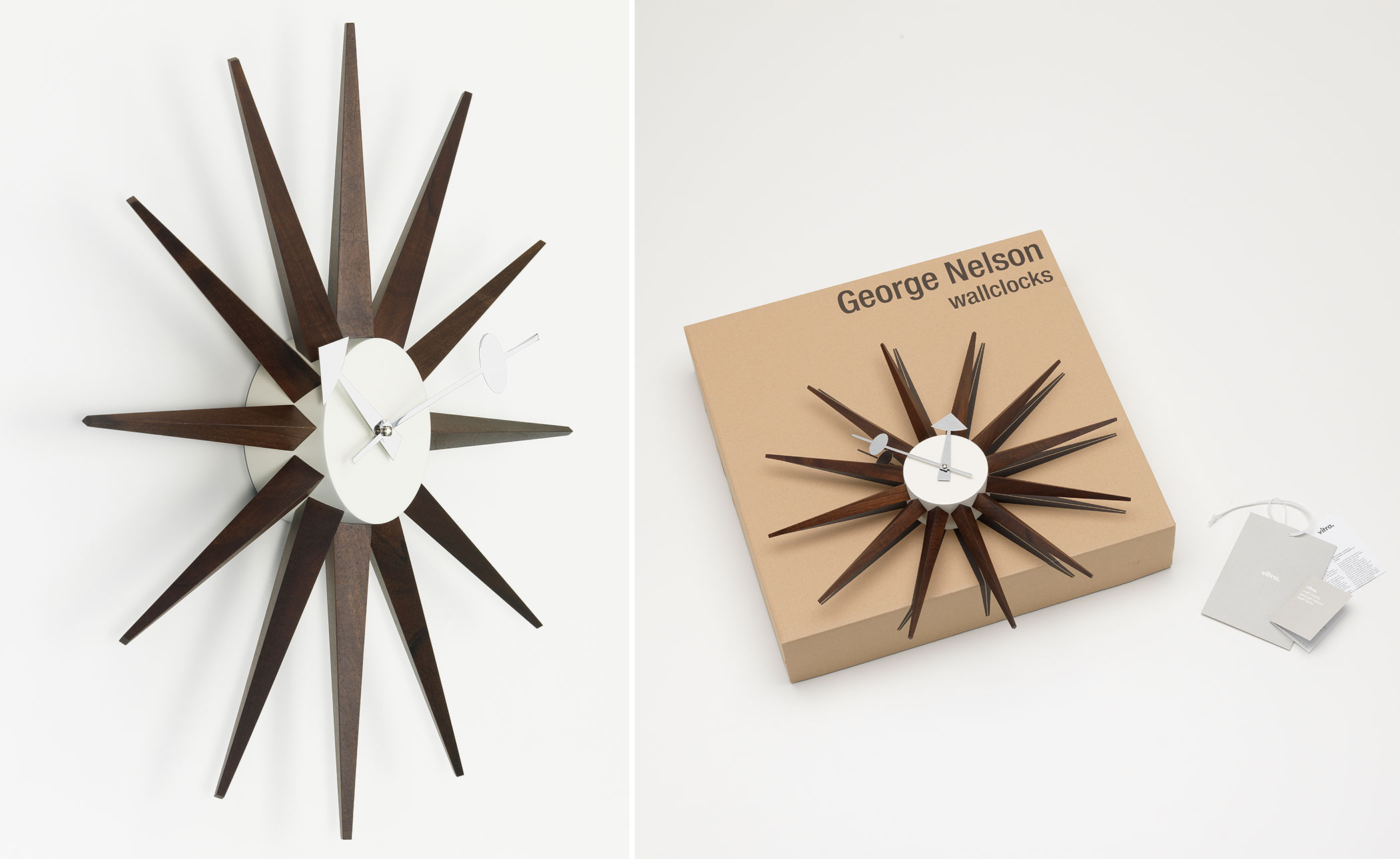 george nelson sunburst clock walnut