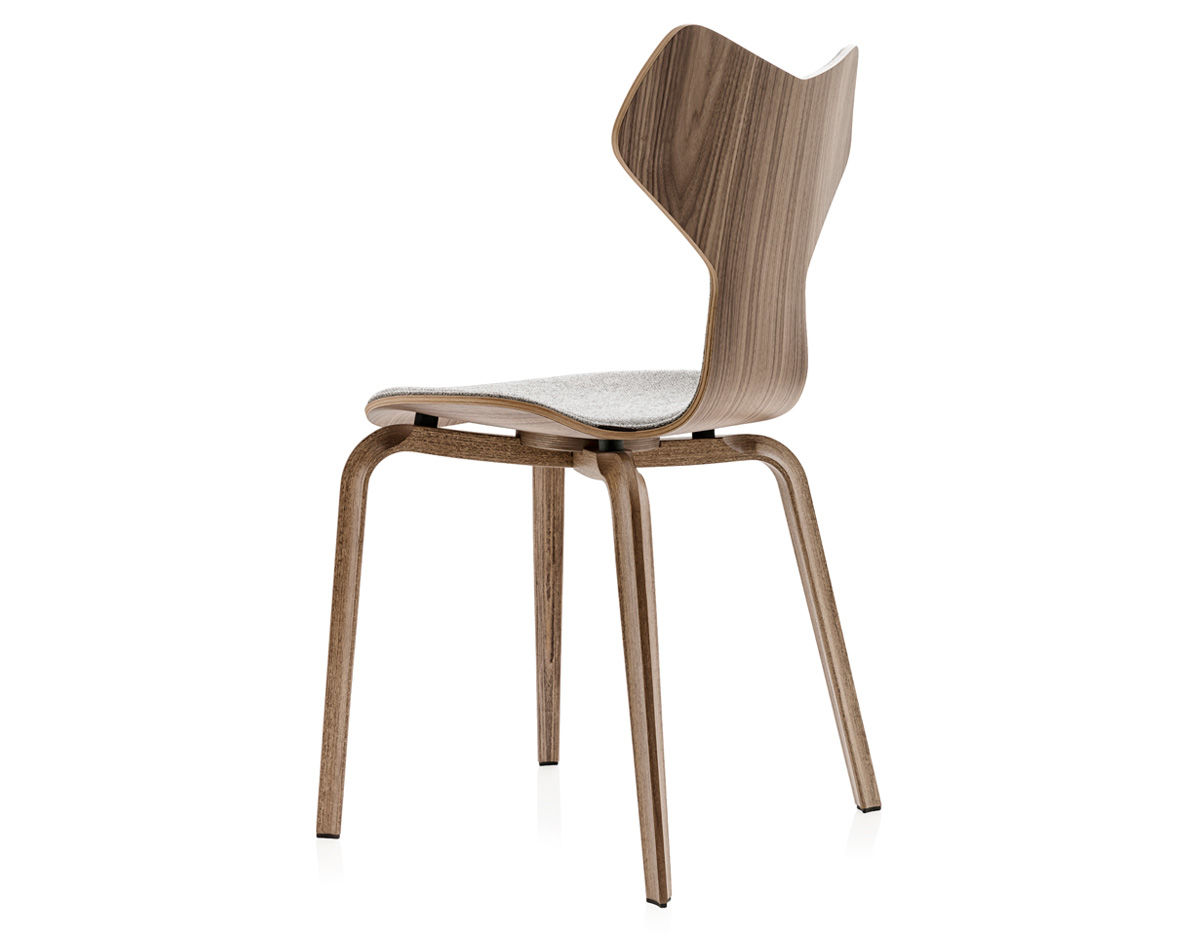 grand prix chair with wood legs and upholstered front