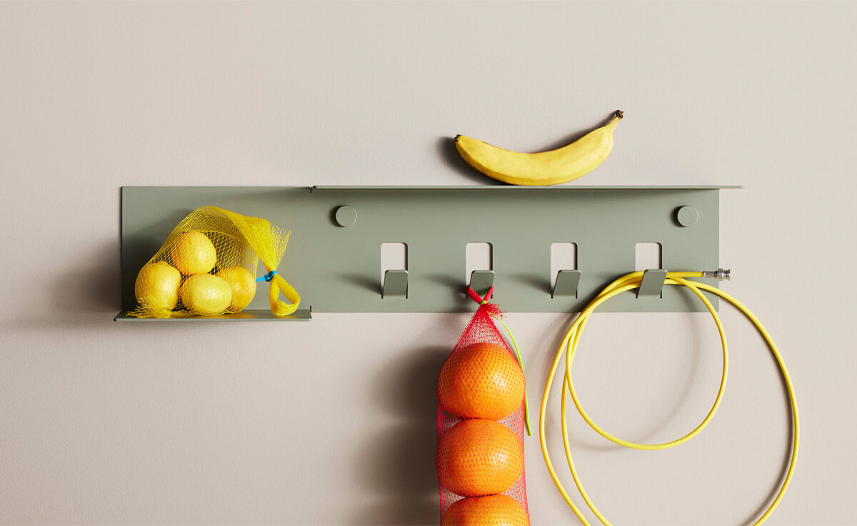 hall pass wall shelf with hooks