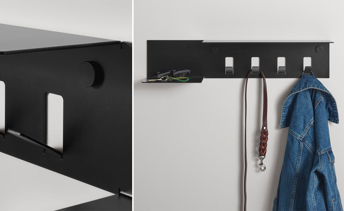 hall pass wall shelf with hooks