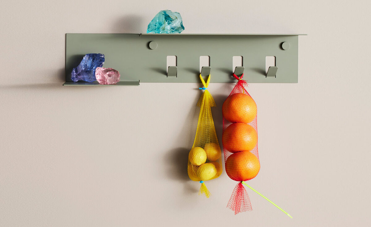 hall pass wall shelf with hooks