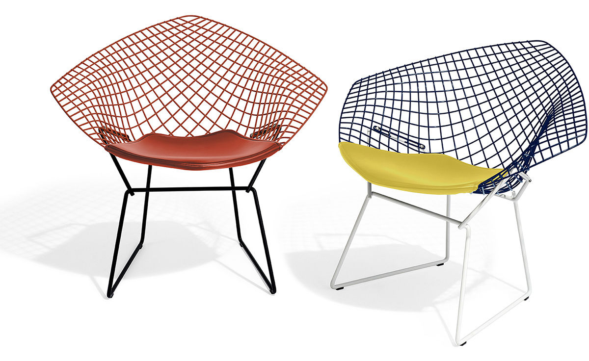 bertoia small diamond chair two tone with seat cushion