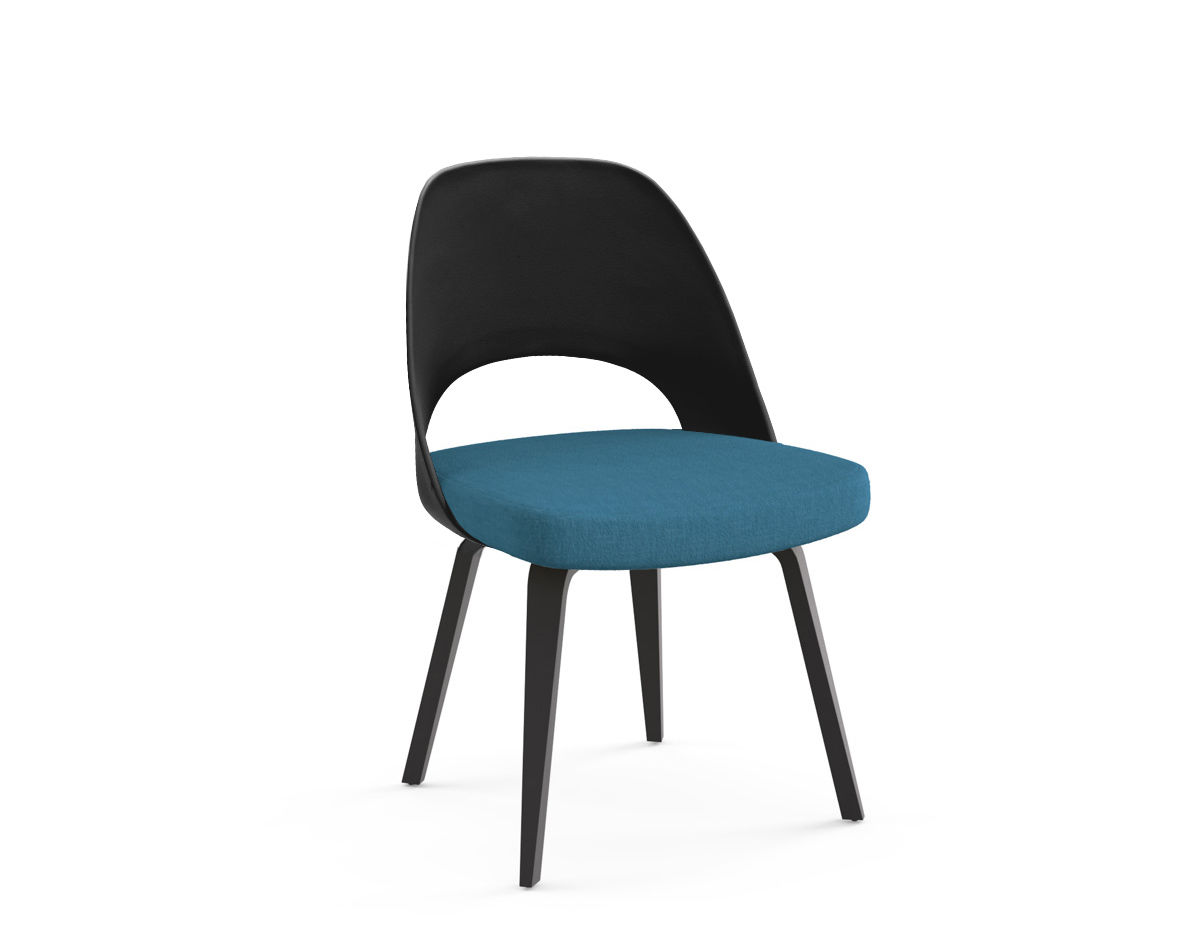 saarinen plastic back side chair with wood legs