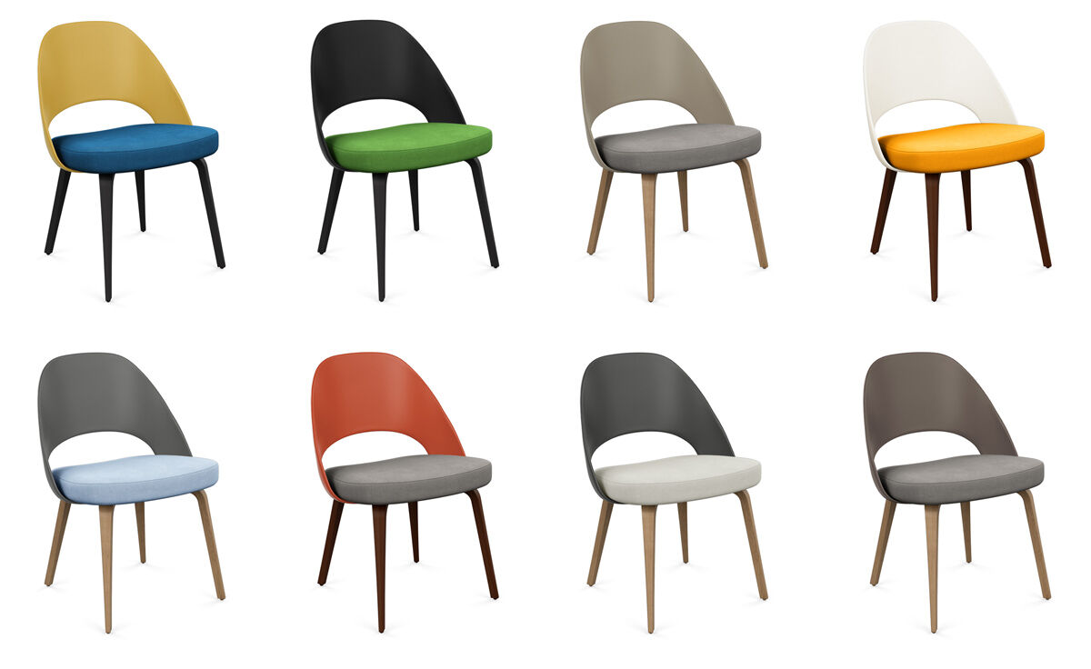 saarinen plastic back side chair with wood legs