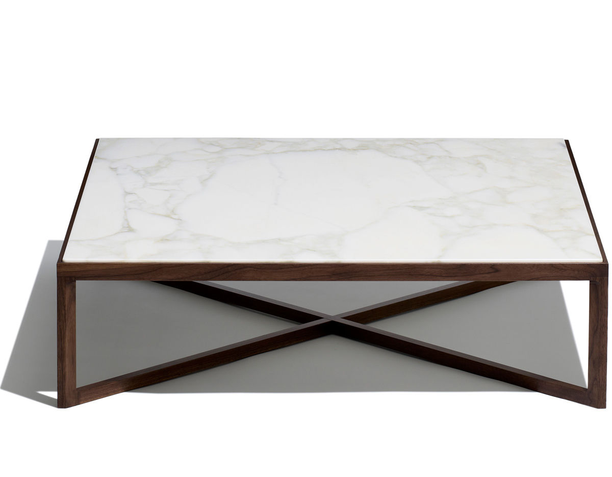 krusin square coffee table with walnut frame