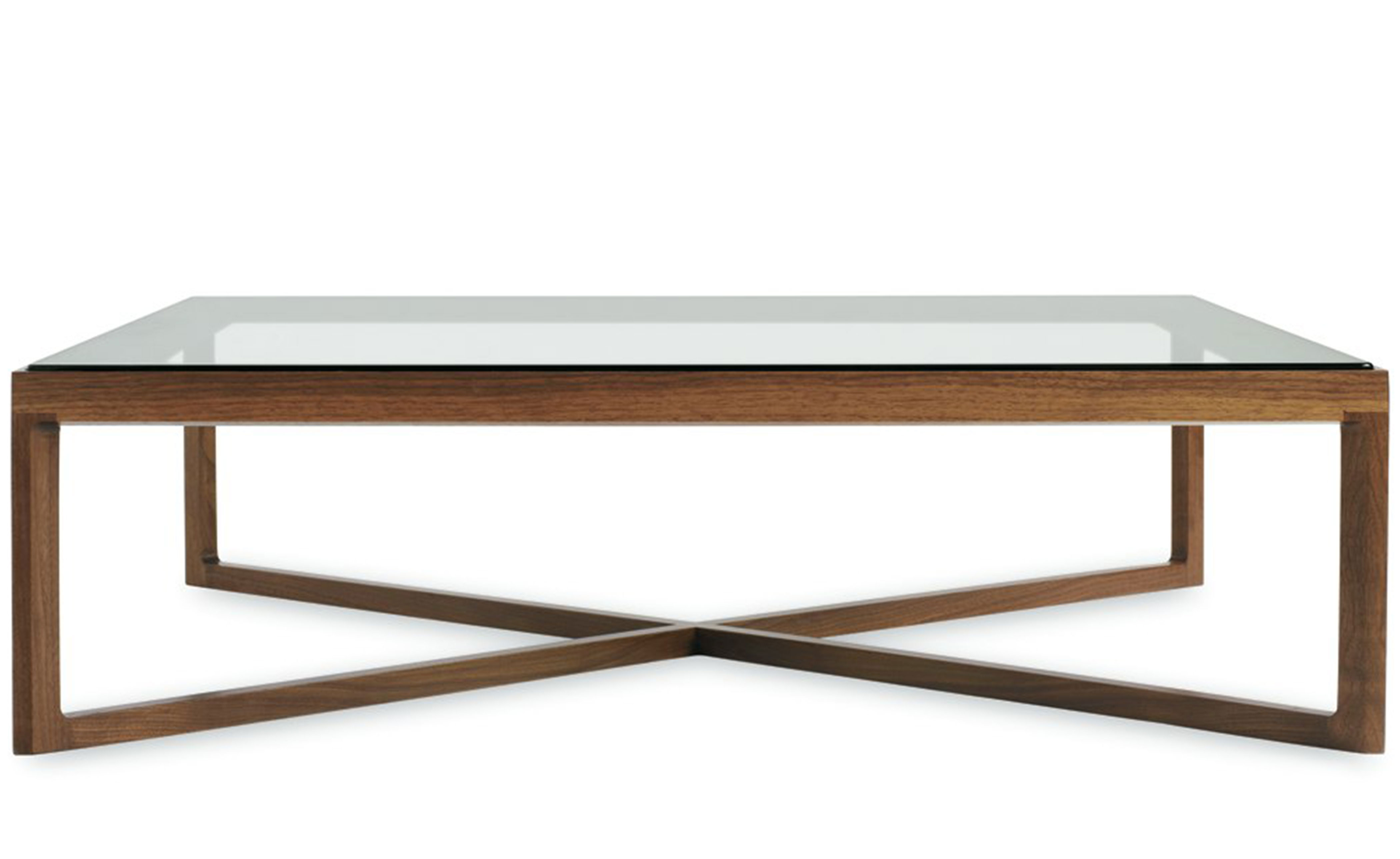 krusin square coffee table with walnut frame