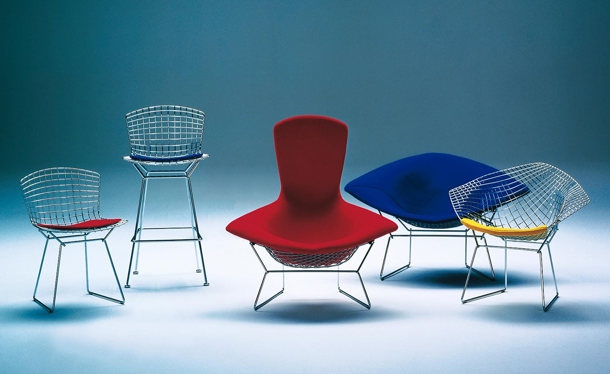 bertoia large diamond chair with full cover