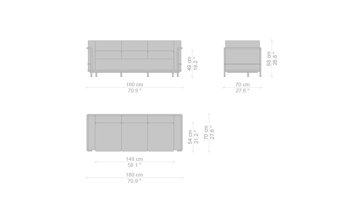 le corbusier lc2 3 seat sofa