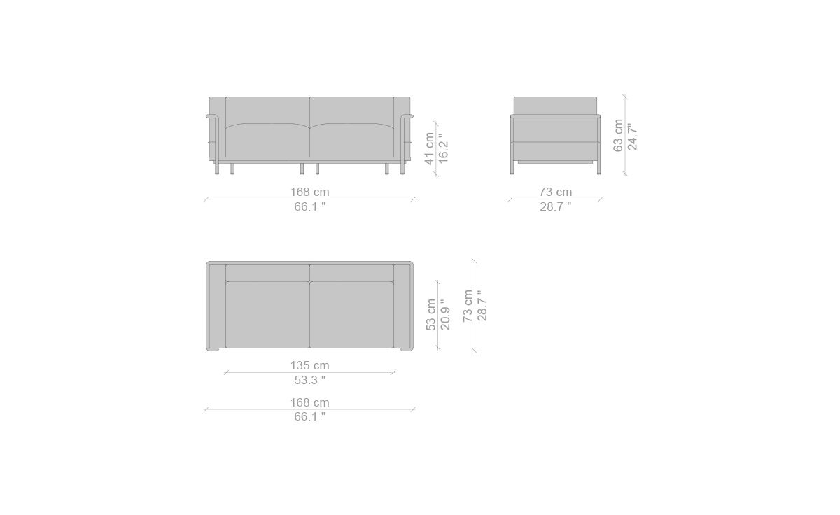 le corbusier lc3 two seat sofa with down cushions