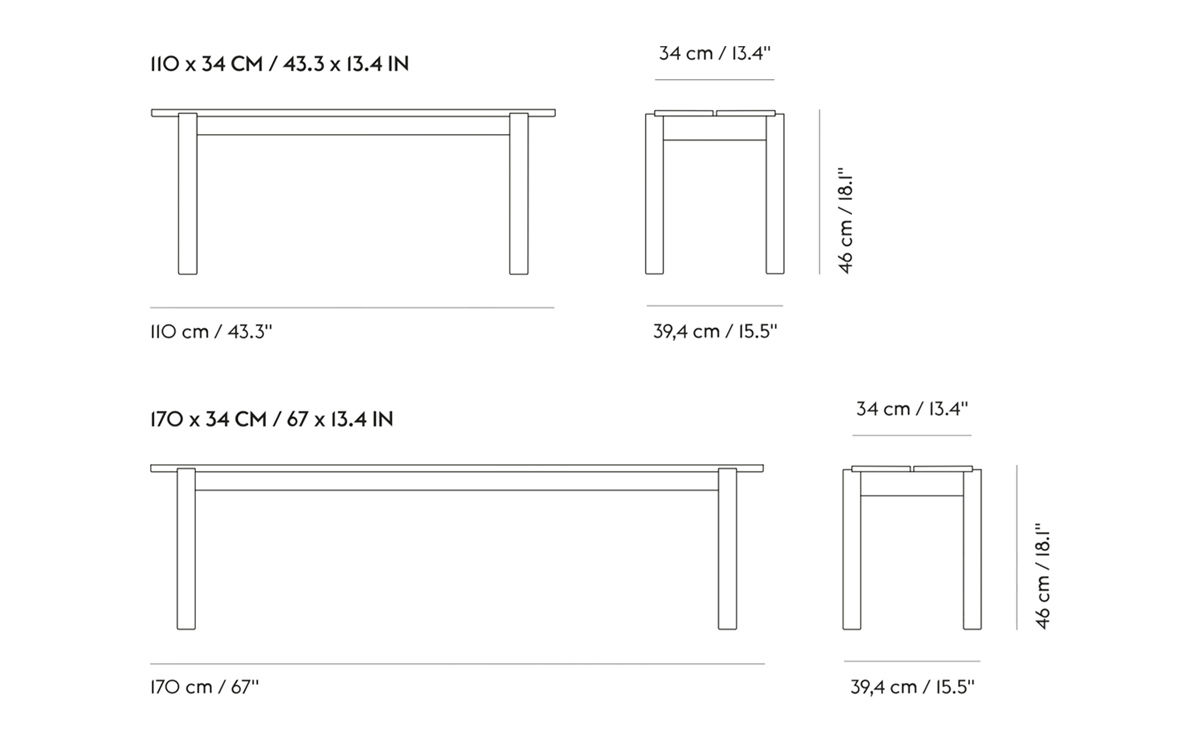 linear wood bench